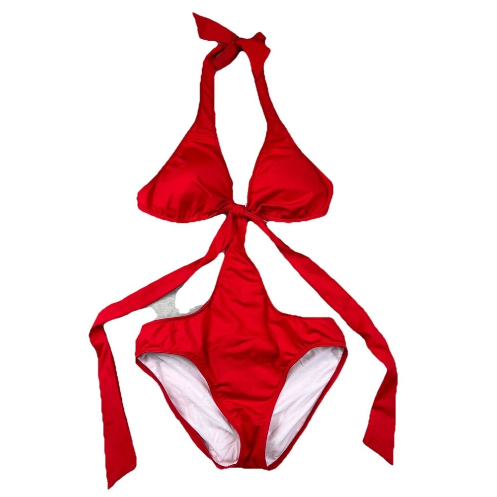 Kenneth Cole Reaction Women’s One‑Piece Swimsuit Red Cutout Size M